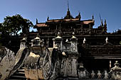 Myanmar - Mandalay, Shwenandaw Kyaung (the Golden Palace) a wonderful example of the Burmese unique teak architecture and wood-carving art. 